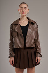 cropped faux leather jacket jacket