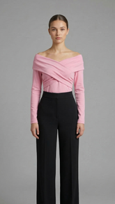Off-Shoulder Crossover Blouse