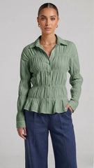 Smocked Peplum Blouse