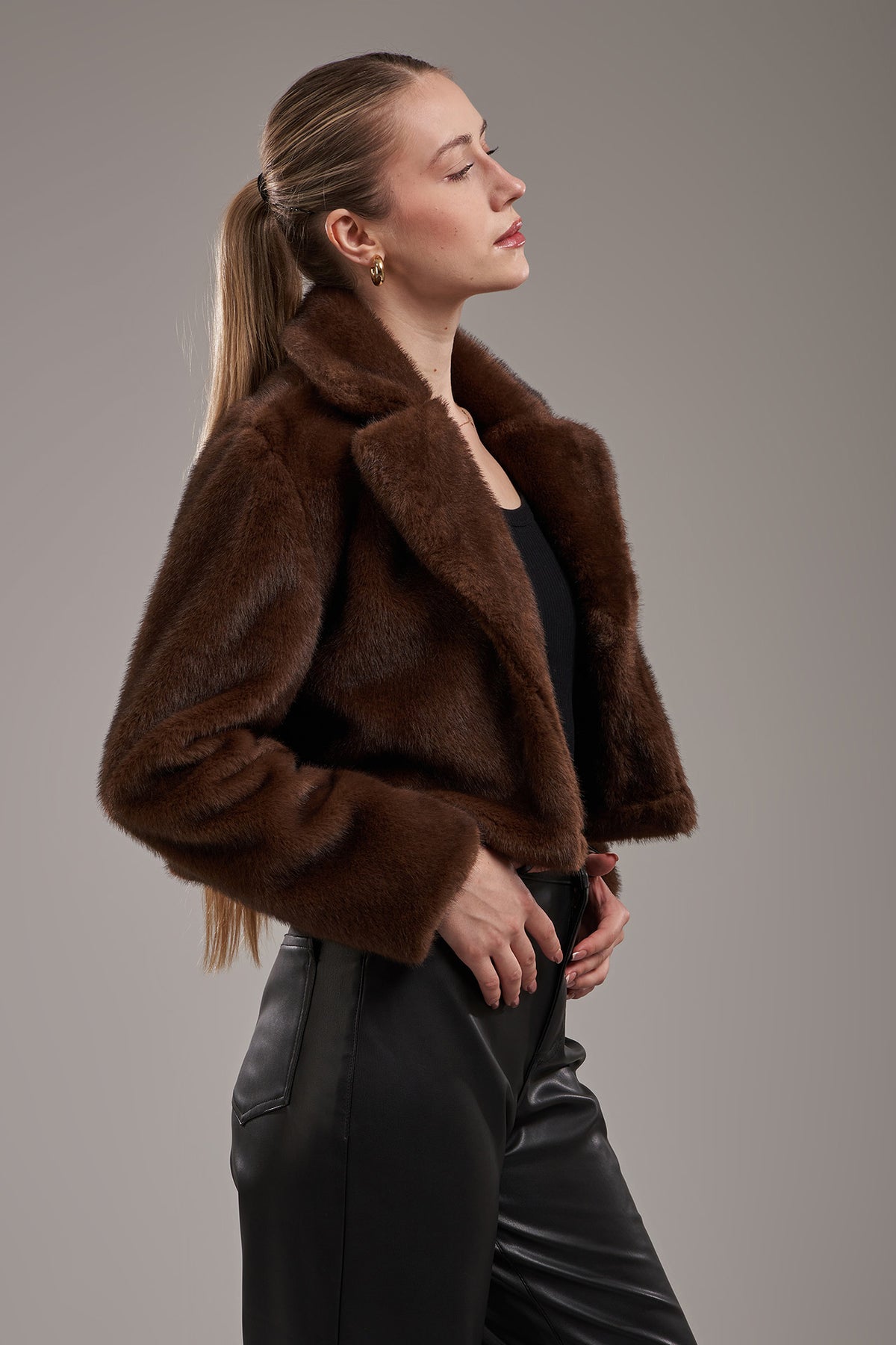 Cropped fur jacket