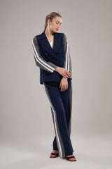 Stripe panel suit