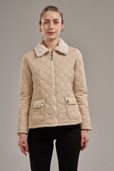 Puffer Jacket with Fur Collar