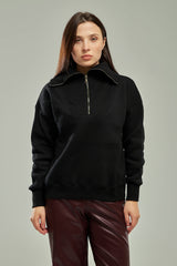 Quarter-Zip High Neck Sweatshirt