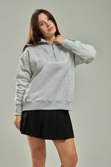 Quarter-Zip High Neck Sweatshirt
