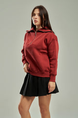 Quarter-Zip High Neck Sweatshirt