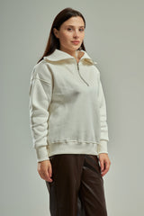 Quarter-Zip High Neck Sweatshirt
