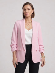 Ruched-Sleeve blazer