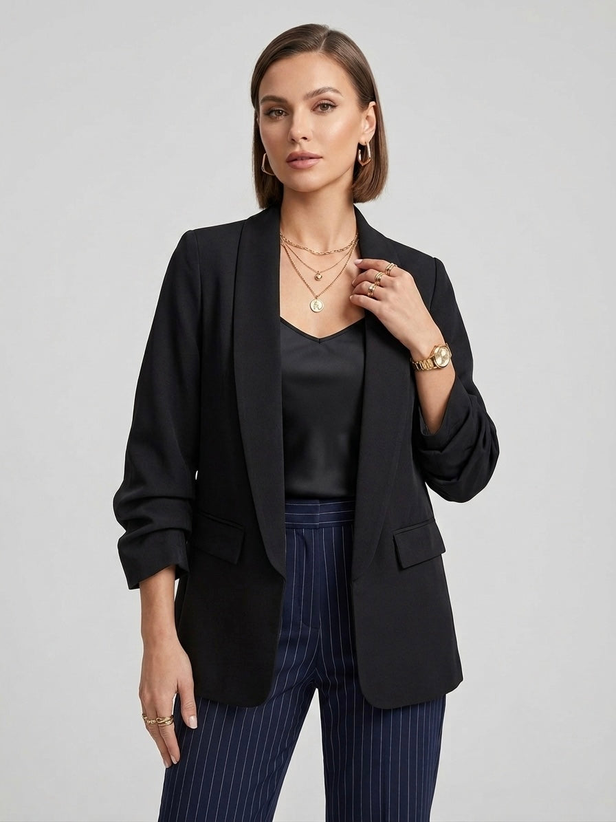 Ruched-Sleeve blazer