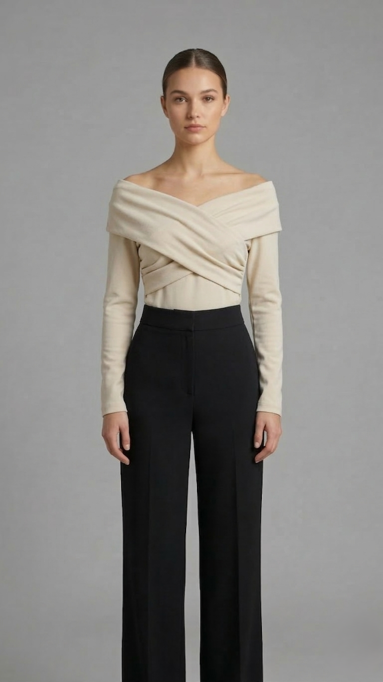 Off-Shoulder Crossover Blouse