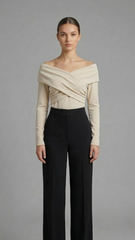 Off-Shoulder Crossover Blouse