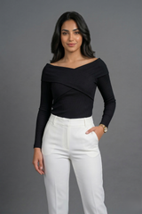Off-Shoulder Crossover Blouse
