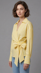 Striped Wrap Blouse