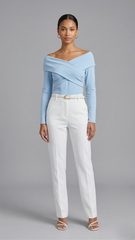 Off-Shoulder Crossover Blouse