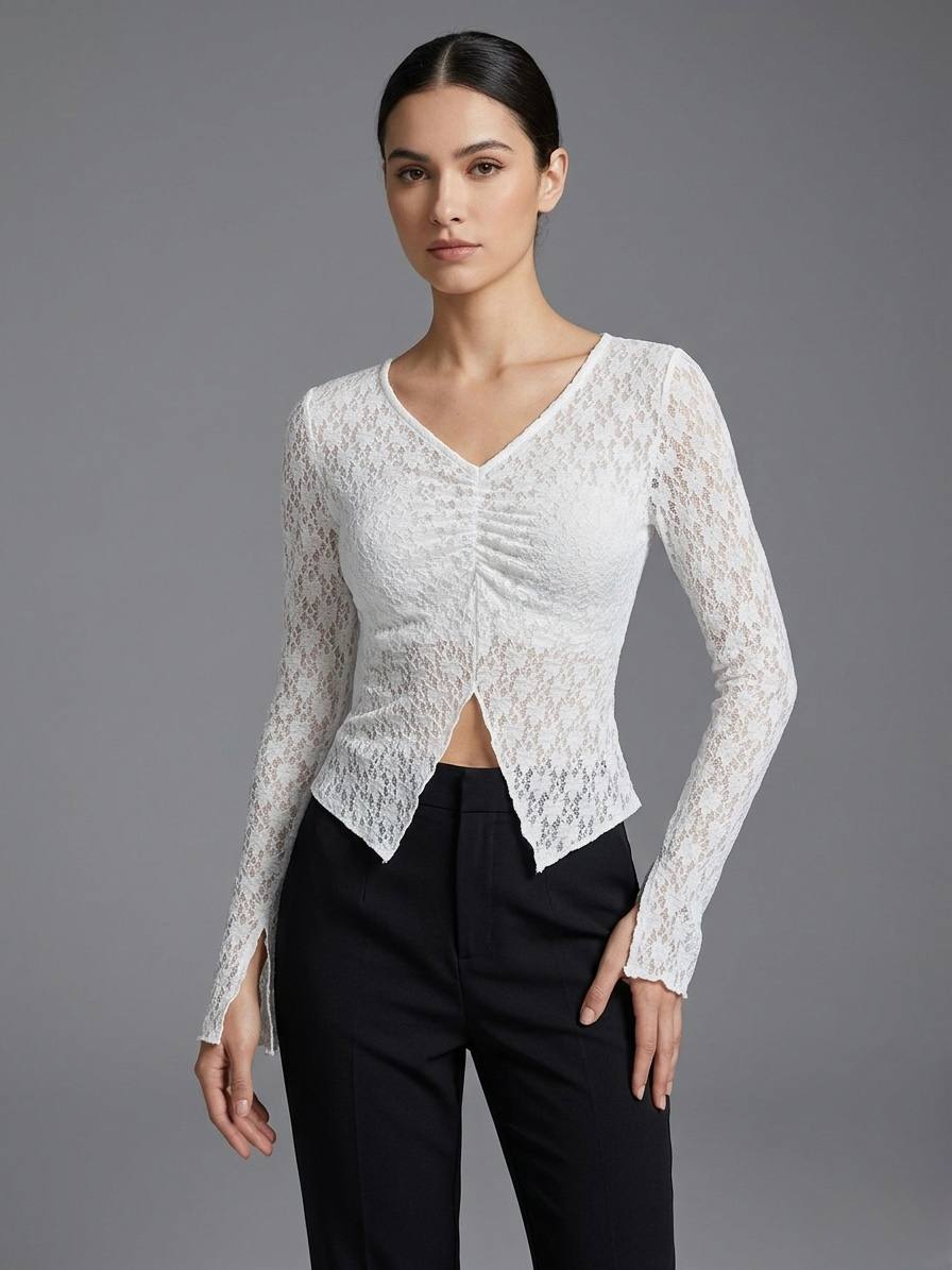 Split-Hem Lace Top