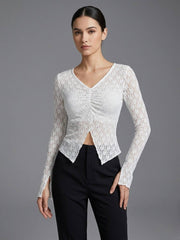 Split-Hem Lace Top