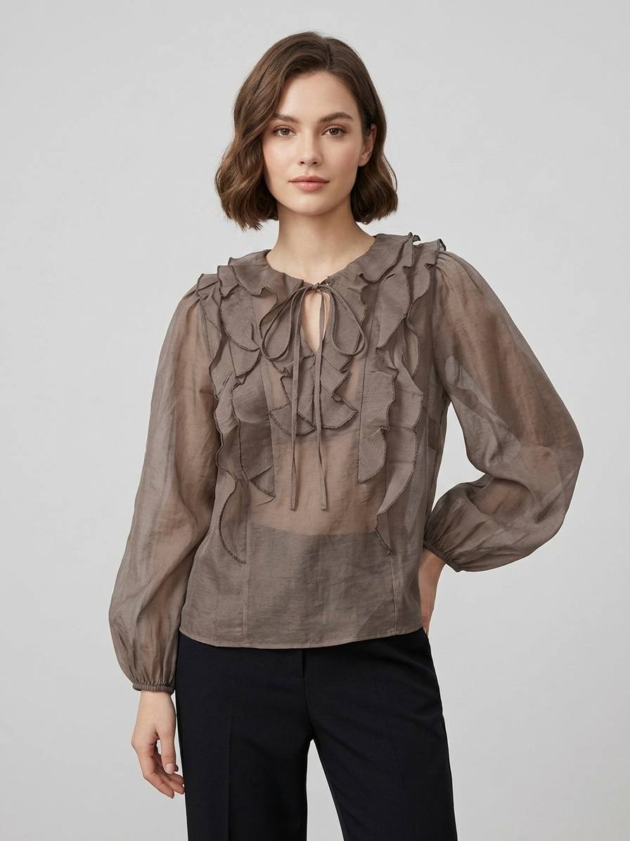 Ruffled Sheer Blouse
