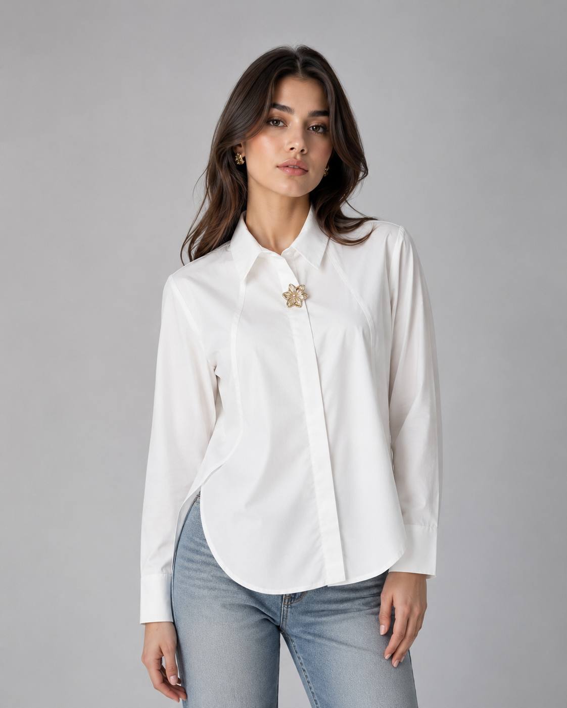 Floral Brooch Blouse