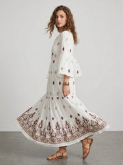 Bohemian Embroidered Maxi Dres